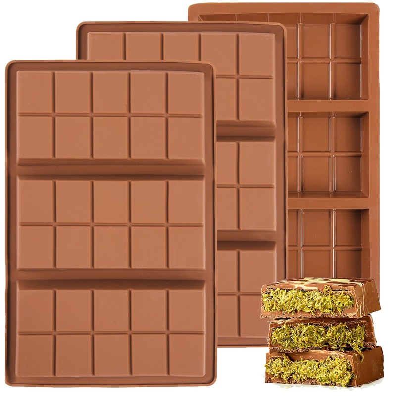 3 PCS 1 Inch Deep Chocolate Bar Mold 3 Cavity Large Dubai Thick Candy