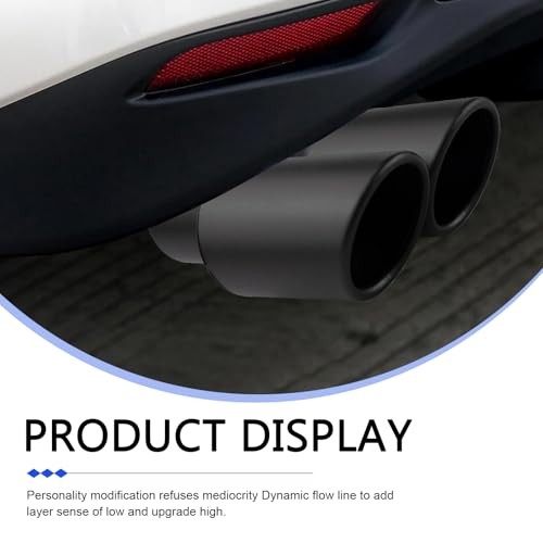 Dual Exhaust Tips, Stainless Steel Car Muffler Exhausts with Bolt, 2.48" Black gallery