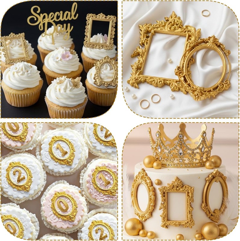 4 Pcs Frame Chocolate Mold Small Silicone Molds Baroque Style Picture Frames Fon gallery