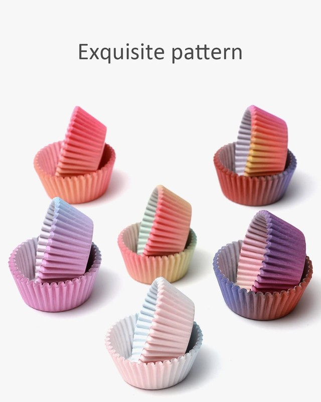 300 PCS Cupcake Liners Food Grade Gradient Design Muffin Paper Baking Cups gallery