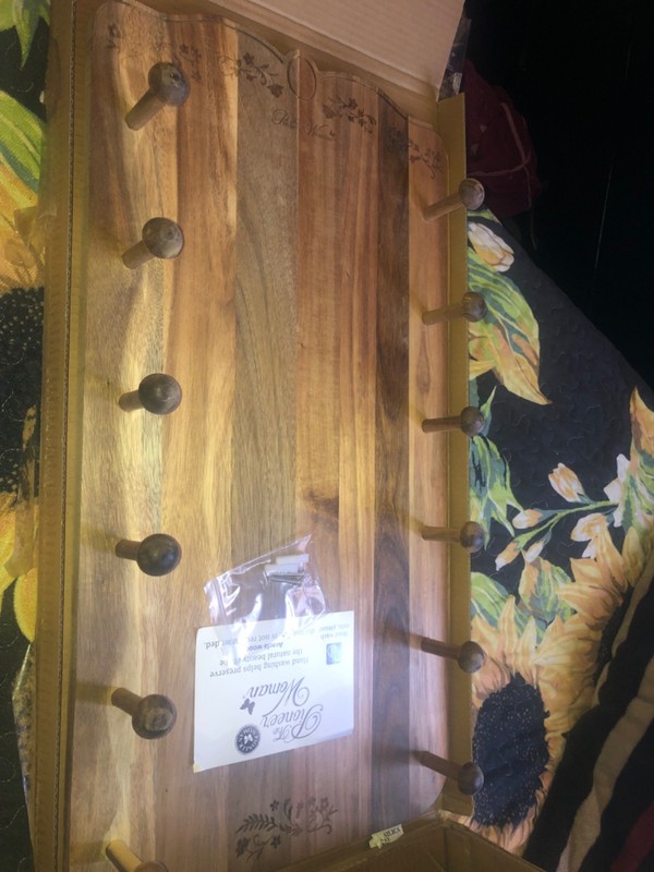 Pioneer Woman Rolling Pin Display Rack Wood 26″x14″ Acacia Wood Handles