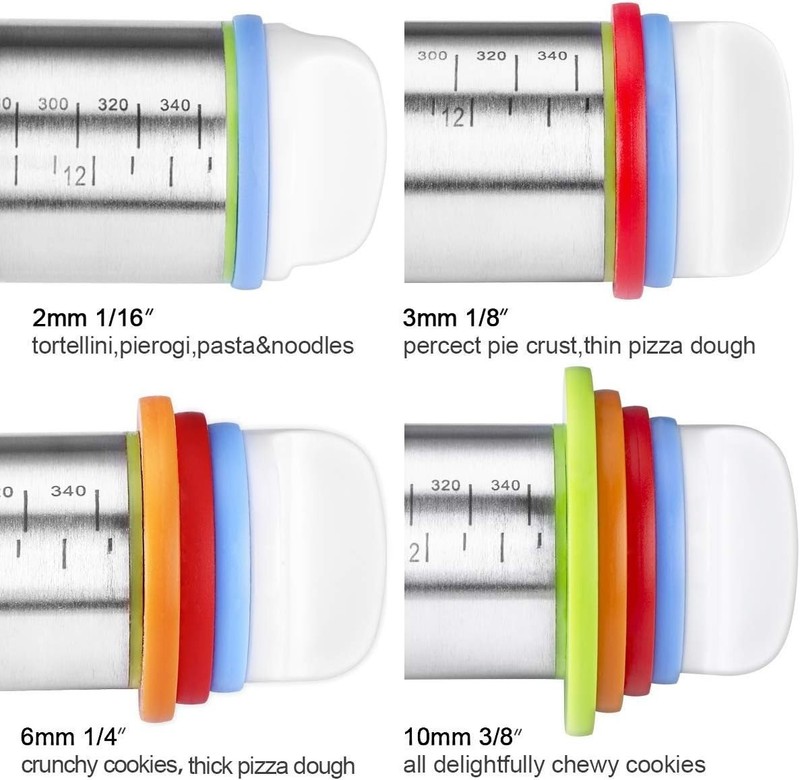 Stainless Steel Rolling Pin and Pastry Mat Set Adjustable Thickness Rings Baking gallery