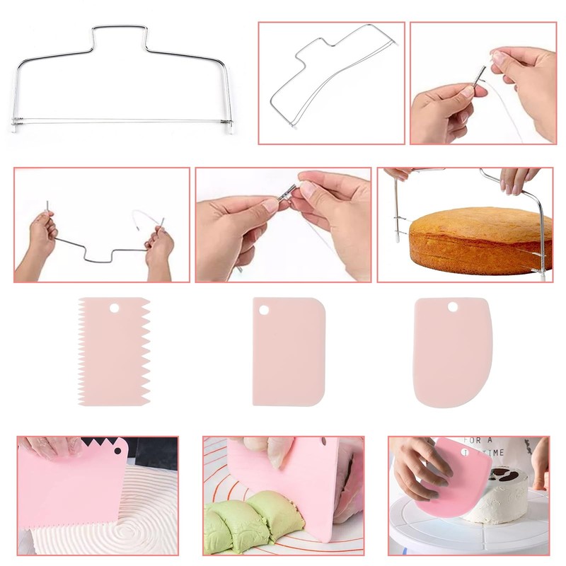 FGASIDYO 207PCS Cake Decorating Kit Includes Revolving cake Large, Pink gallery