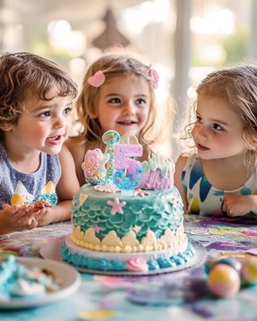 Birthday Candles Girls Glitter Birthday Party Number 5 Mermaid Themed gallery
