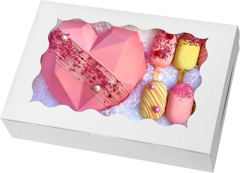 Moretoes 15Pcs Cookie Boxes,12X8X2.5 Inches Bakery Boxes with Window, for Chocol