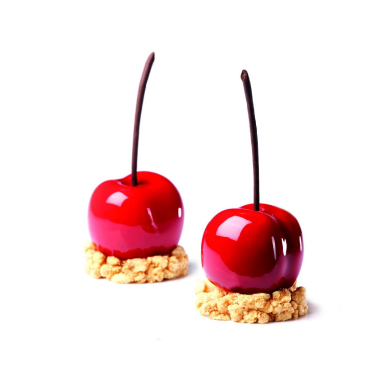 Pavoni Pavoflex Silicone Tutti Frutti 3D Mold, Cherry/Peach, 58mm x 53mm x 46mm