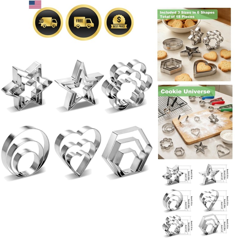 Cookie Cutters,18 Pcs Stainless Steel Cookie Cutters Variety Pack with Box | …