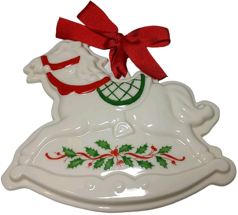 Lenox Holiday Rocking Horse Cookie Press Mold or Christmas Ornaments Packaging
