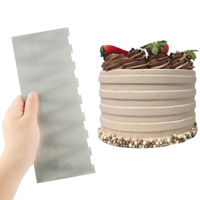 9 Inch Stainless Steel Cake Scraper Cake Decorating Tools Sided Patterned Edg... gallery