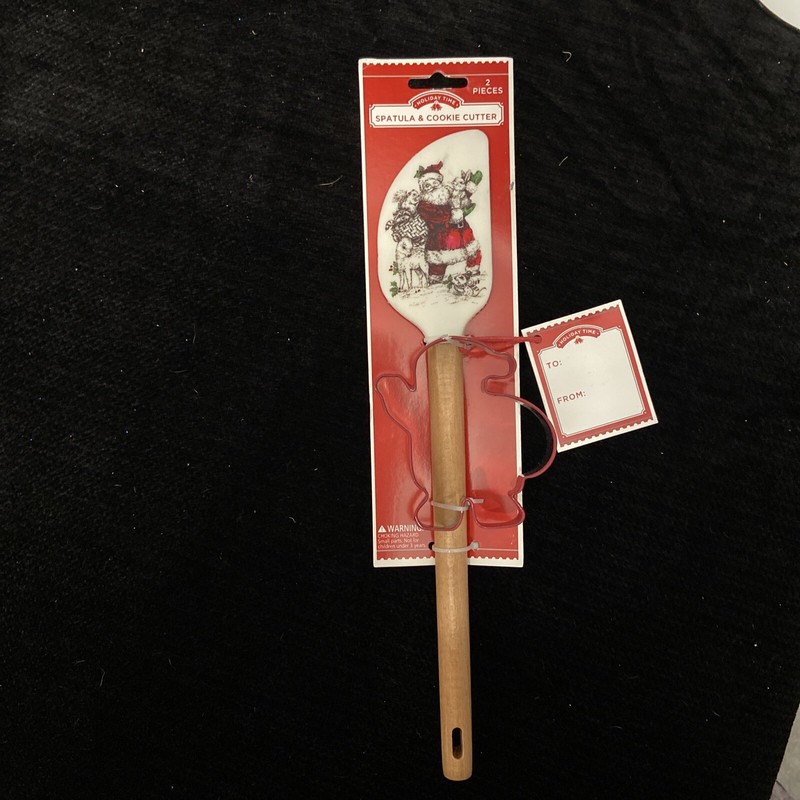 New 2 Pack Holiday Time CHRISTMAS SPATULA/COOKIE CUTTER SET Metal