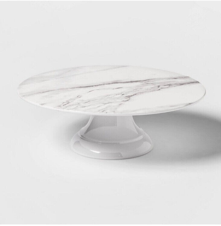 Threshold Marble Look 12" Cake Stand Melamine 4" Tall 12” Across [2 Piece Set] gallery