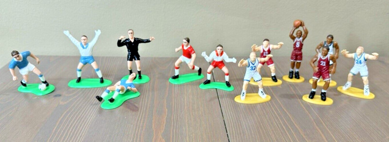 12 Vintage Plastic Cake Topper Basketball Soccer Sports Party Baking