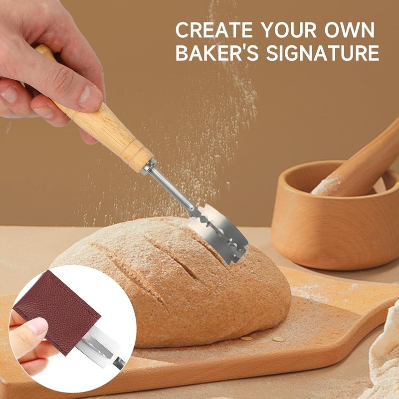 Chef-Approved Bread Lame Kit: Includes Dough Whisk & Scraper for Perfect Baking gallery