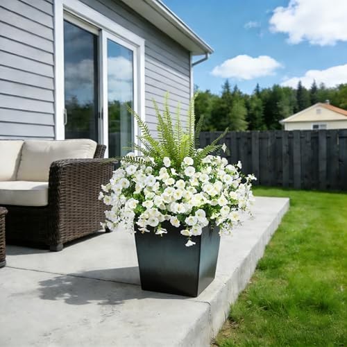 Artificial Flowers for Outdoors Faux 2 Color Mixed (12 White,1 Tall Fern) gallery