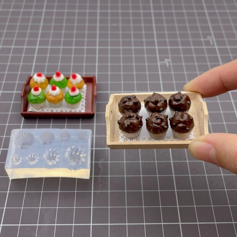 Mini Cupcake Holder Shape Silicone Mold Epoxy Resin Mold 3D Cake Decor Tool gallery