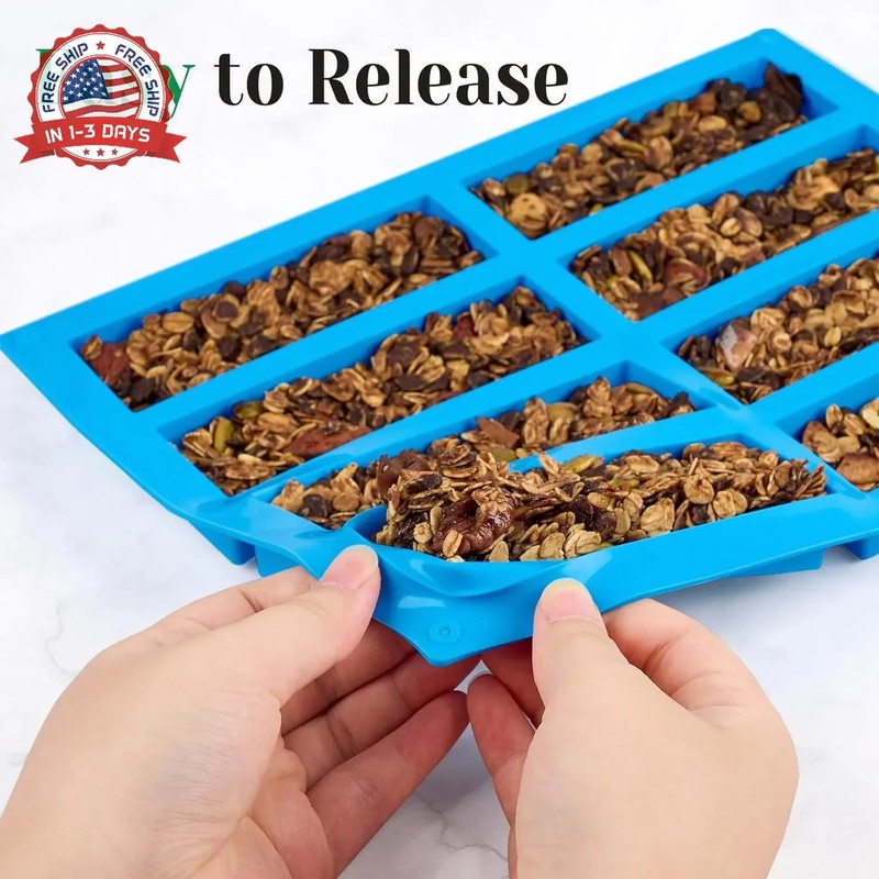 3 PCS Granola Bar Mold, 8 Cavity Rectangle Silicone Bar Mold for Baking Chocolat gallery