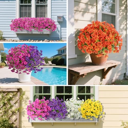 12Pcs Faux Silk Morning Glory with Eucalyptus, UV Resistant Realistic Mutil1 gallery