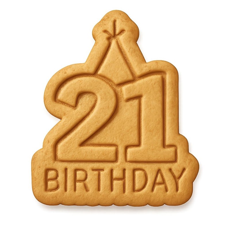 Minimalist 21 Birthday Cookie Cutter & Stamp, Fondant & Clay – 3.2×4