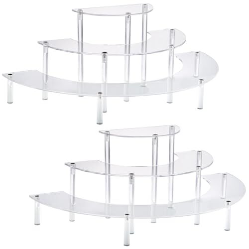 2 Pack 3-Tier Acrylic Display Risers Half Moon Cupcake Stand Perfume Organizer