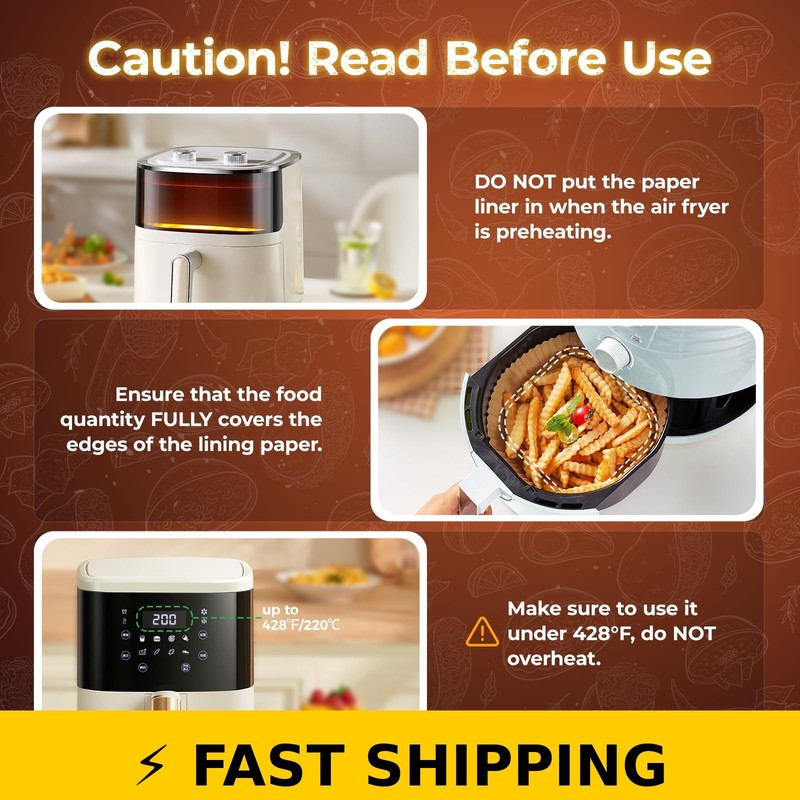 Ctizne Disposable Air Fryer Liners 150Pcs 8" Non-Stick Food Grade gallery