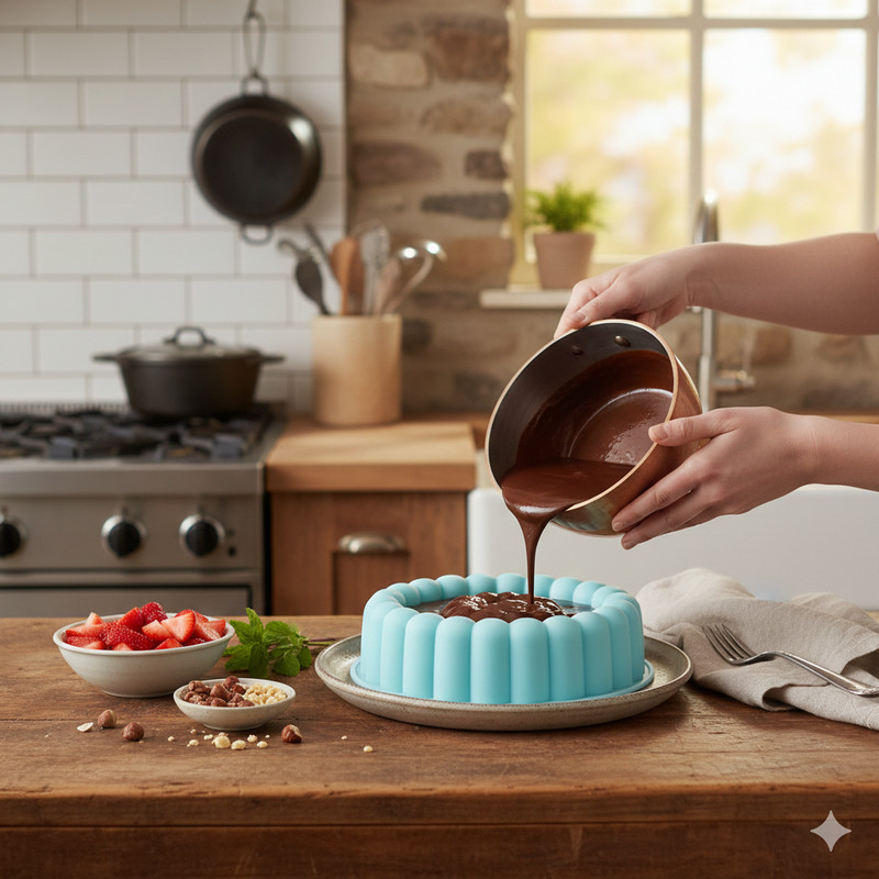 Silicone Mousse Cake Mold Round Fluted Pan Nonstick Heat Resistant Desert Baker
