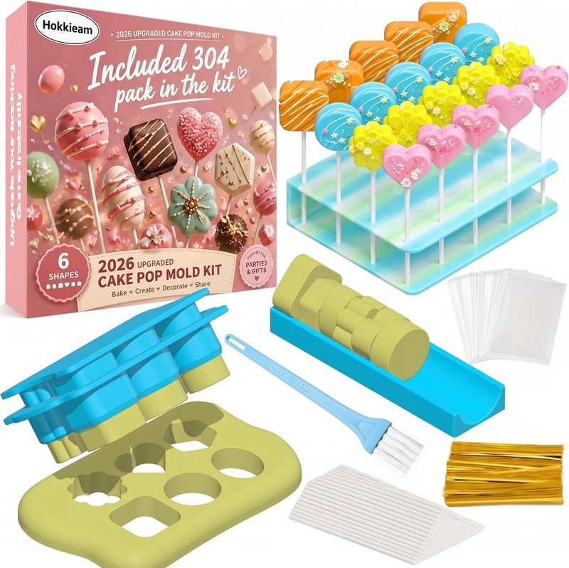 6 Shapes Cake Pop Mold Set with 7.88 Inch Tray, Cake Pop Cutter Kit with Cake... gallery