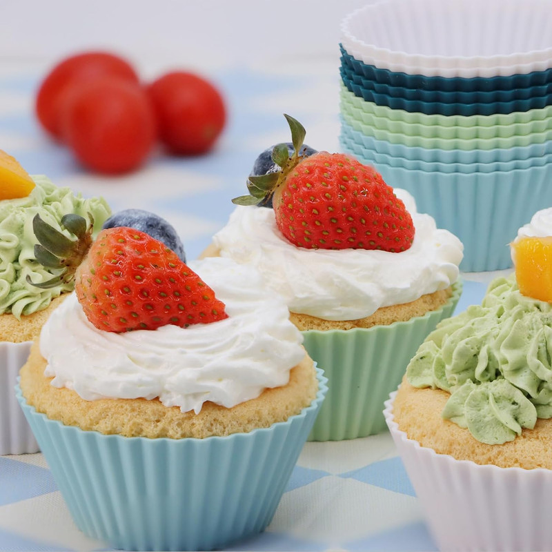 Silicone Baking Muffin Cups 12 Pack, Reusable Cupcake Liners Cake Molds, BPA Fre gallery
