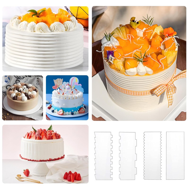 Acrylic Cake Scraper Set 4 PCS Large Transparent Smoother for Butter Cream gallery