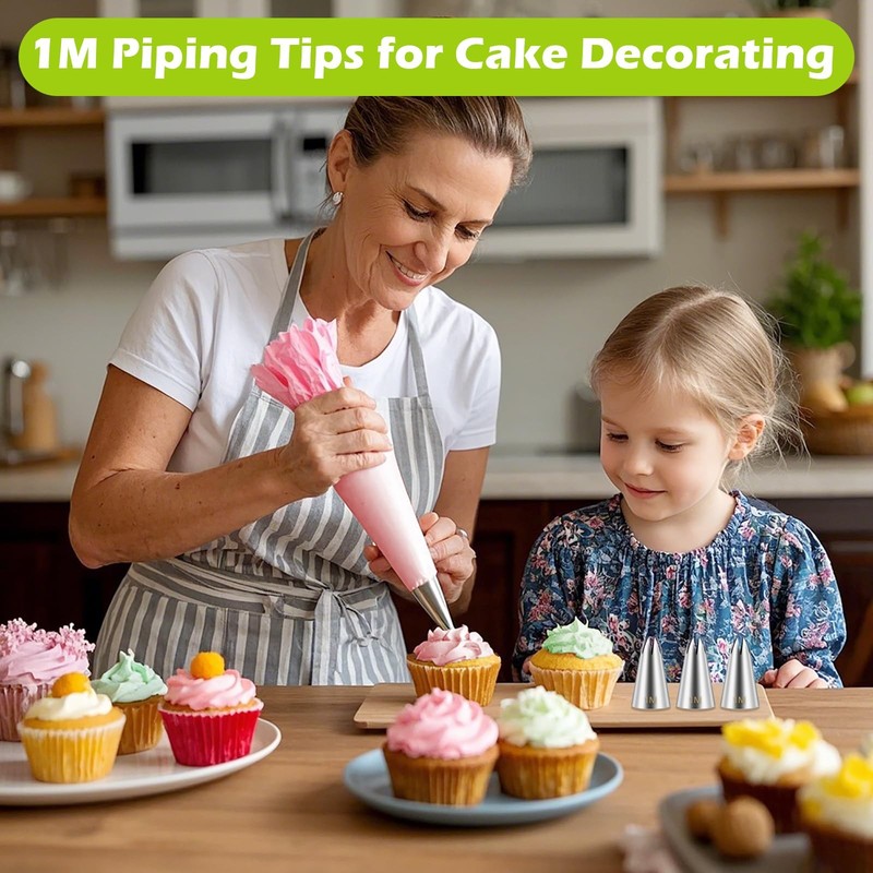 1M Cake Decorating Tips 3 Pieces Stainless Steel Large Open Star Piping Set gallery
