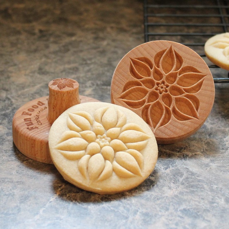 2.5 Inch Wood Cookie Stamp Lotus Bud CS039 Baking Pastry Decorating Tool
