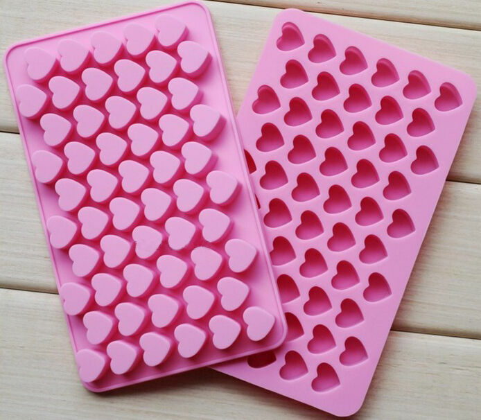 1/2/3 Pack 55-Cavity Hearts Silicone Moulds for Baking Wax Melts Chocolate Molds gallery