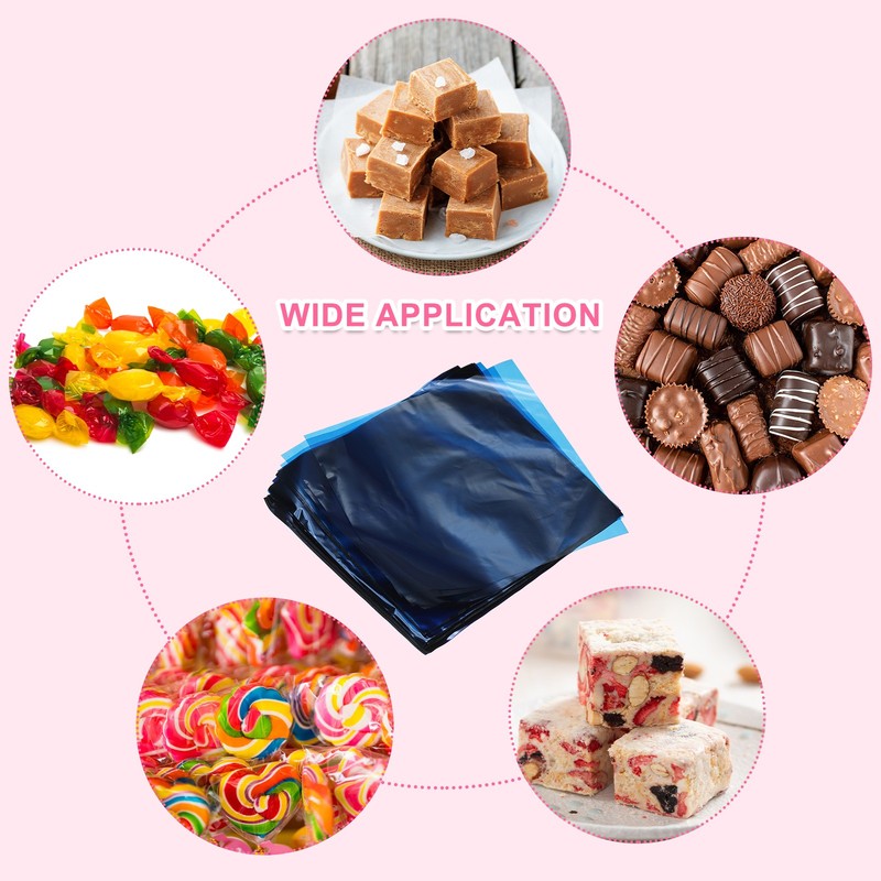 300 Pcs Candy Wrappers, 4 x 4 Inch Chocolate Wrap Paper for Lollipop, Blue gallery