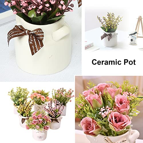 6Pcs Artificial Flowers with Ceramic 6pcs Artificial Potted Flower-ceramic Pot gallery