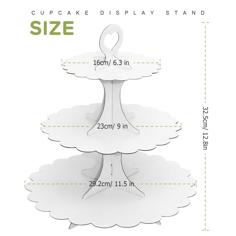 3-Tier White Cupcake Stand,Cardboard Dessert Display Tower, Versatile Party S... gallery
