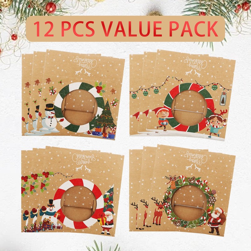 24 PCS White Christmas Cookie Boxes Window Bakery Treat Mini Cake Pastry Donut gallery