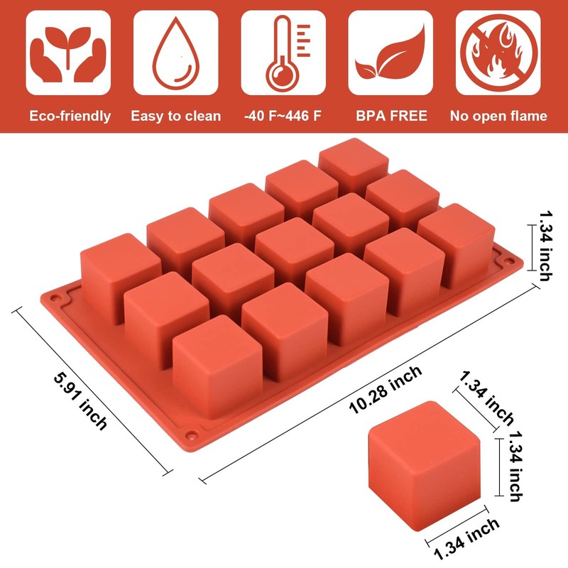 2 Pack Square Silicone Mold, Candy Chocolate Mousse Cake Baking Mold Dessert ... gallery