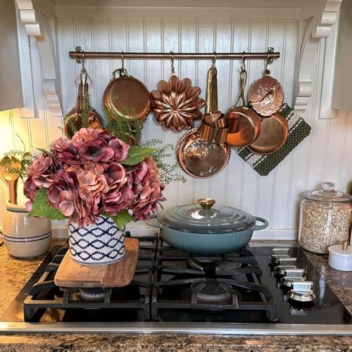 3 Pcs Hydrangea Artificial Flower 21'' Real Touch Big Bloom Rust Red gallery