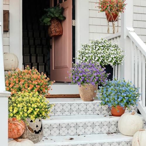 Outdoor Artificial Flowers UV Resistant, 20 Bundles Fake Realistic White gallery