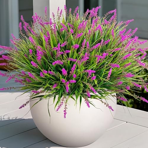 Artificial Flowers Faux Plants for Outdoor Decoration, 12 Bundles 12 Pcs Lotus