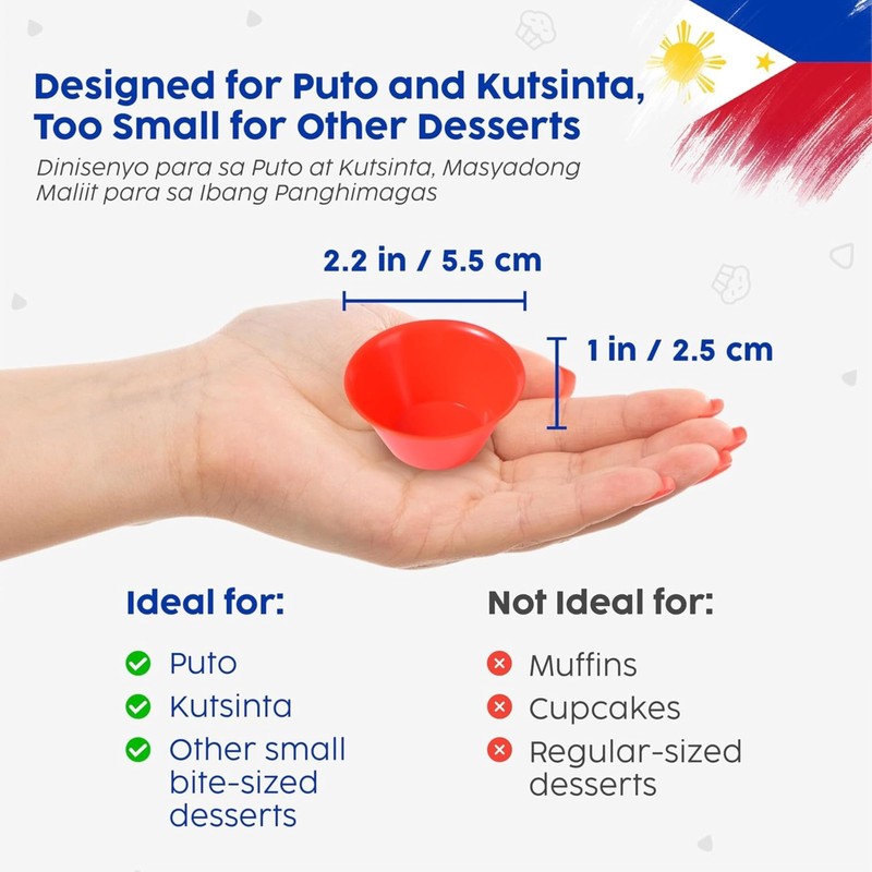 24 PCS Small 2.2x1 Inch Puto Kutsinta Molder Baking Cup Plastic Dessert Mold gallery