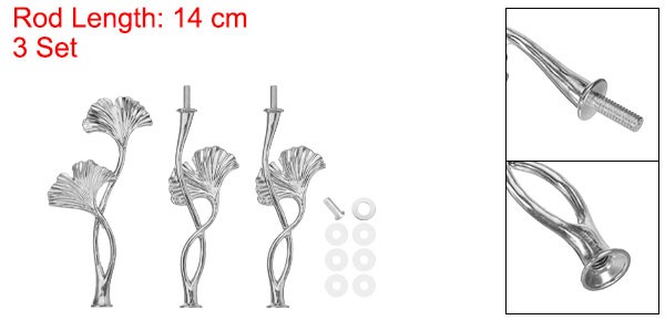 3 Set 3 Tier Cake Tray Stand Handle Metal Holder for Cake Plate Silver Flower gallery