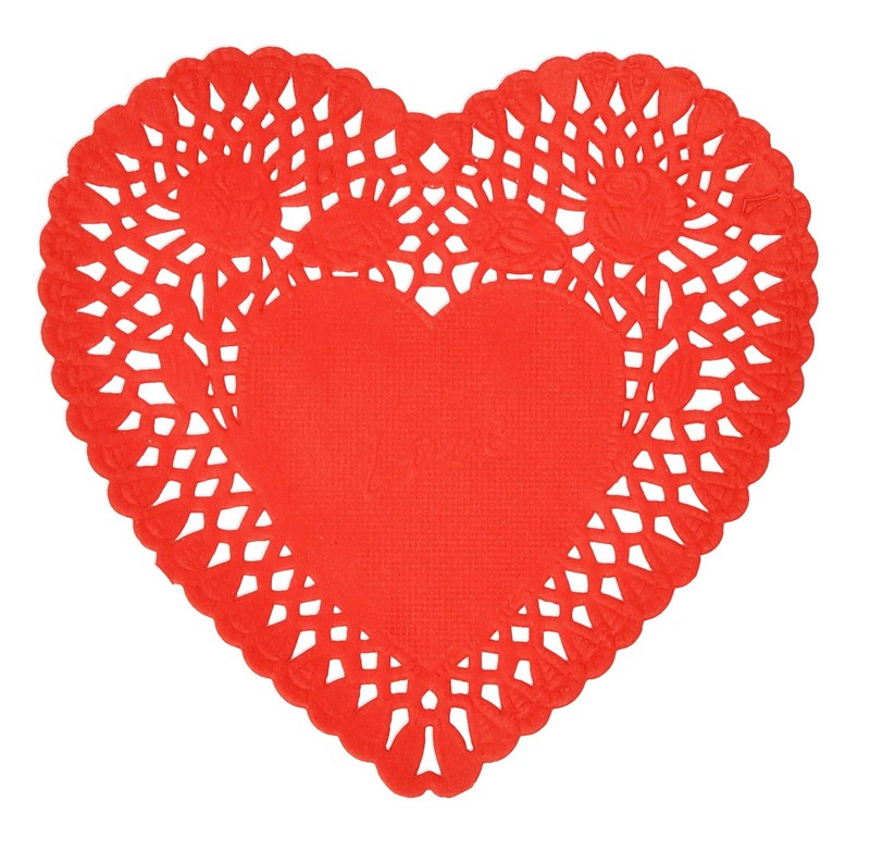 100 Pcs 8 Inch Valentine Heart Doilies Cutouts Paper Lace Doily Red 8″,