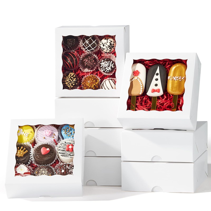 JCXGRVC 20 Pcs 6x6x2.5In Chocolate Strawberries Boxes Cake Boxes Charcuterie ...