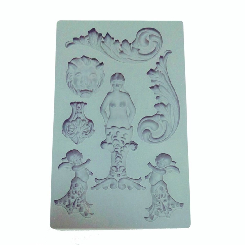 F5044 Embossed Mermaid Fondant Silicone Mold for Clay Polymer Resin Decoration