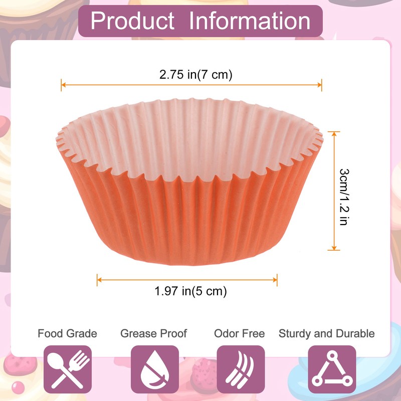 300 Count Cupcake Liners Orange Cupcake Muffins Liners Paper Baking Cups gallery