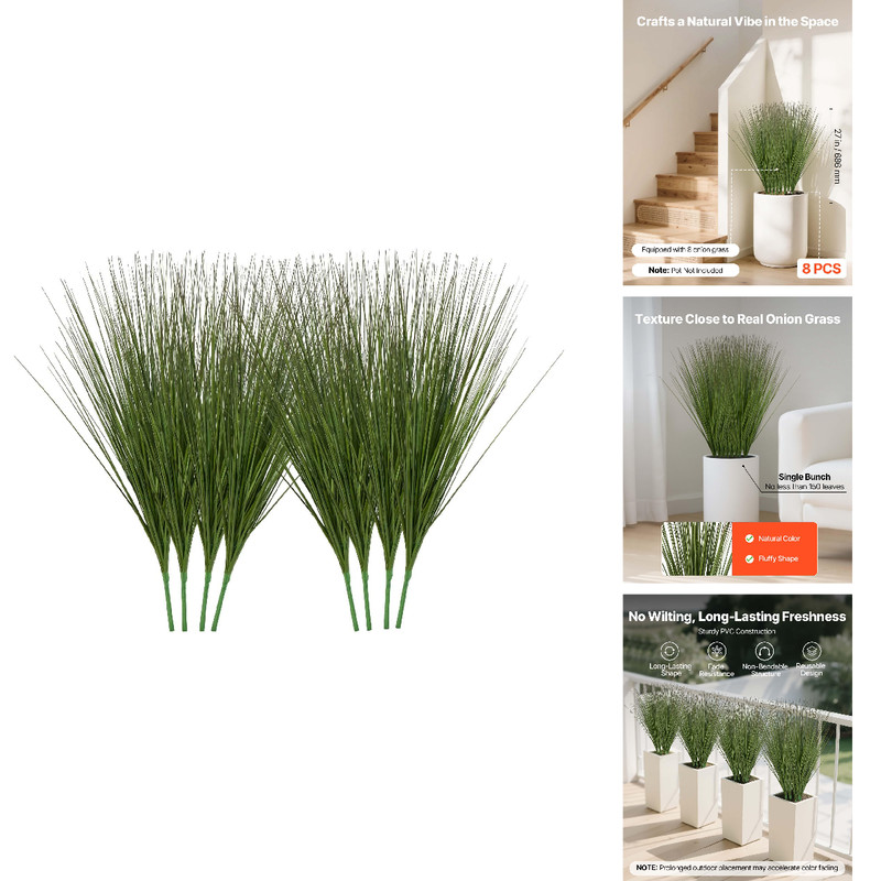 Vevor Artificial Grass Plant 27 Inch Faux Onion Grass Fake Greenery Shrubs