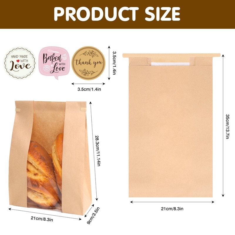 120 Pack Large Paper Bread Bags for Homemade Bread, 13.7x8.3x3.5 Inches, Sour... gallery