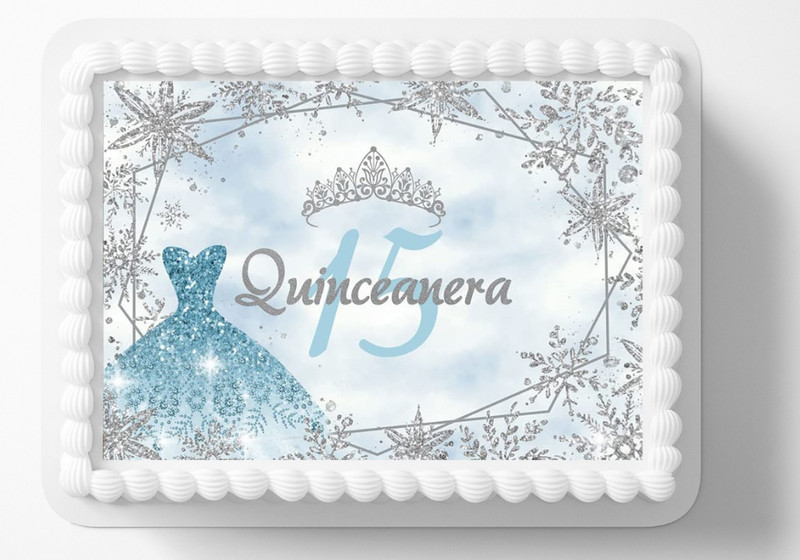Quinceañera 15 year Old Edible Image Personalized Princess Birthday Cake Topper