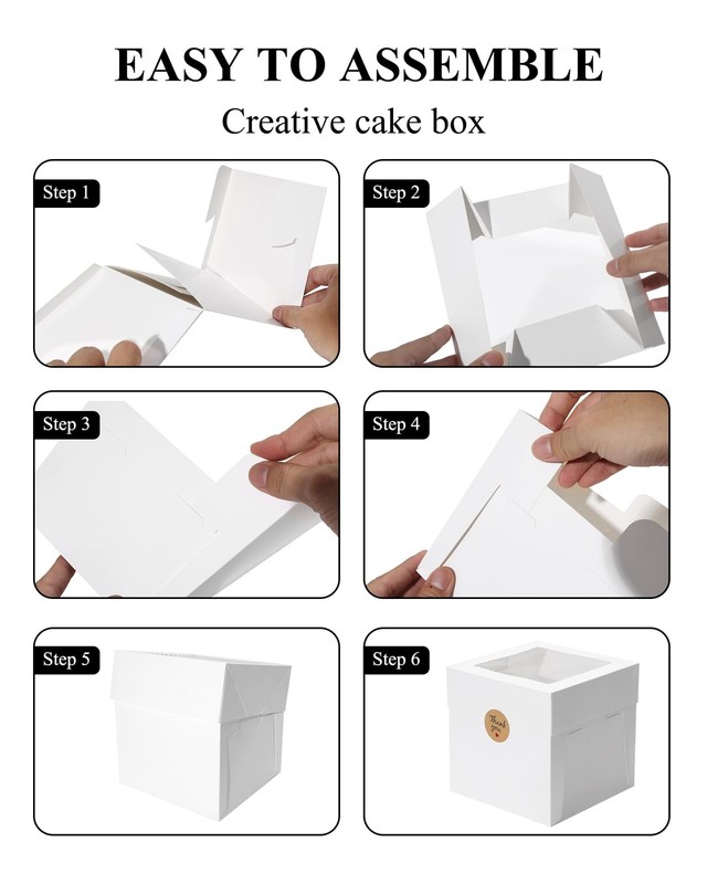 15 PCS 8x8x8 Inch Square Cake Bakery Boxes Window Cajas Pasteles Wedding gallery