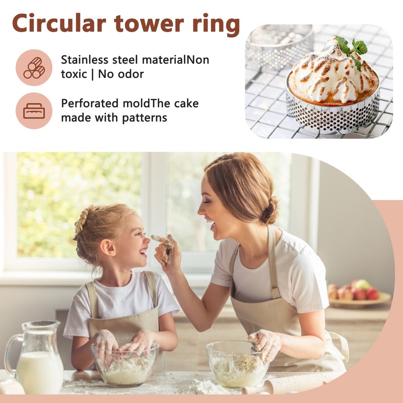 10Pcs Circular Tart Rings with Holes Stainless Steel Fruit Pie Quiches Cake2129 gallery